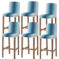 thumbnail image 1 of Dark Blue Grey Ombre Bar Stool Cover Set of 6, Modern Abstract Art Gradient Stretch Bar Chair Cover, Removable Washable Pub Counter Stool Chair Slipcover for Kitchen Dining Room Pub Cafe, 1 of 9