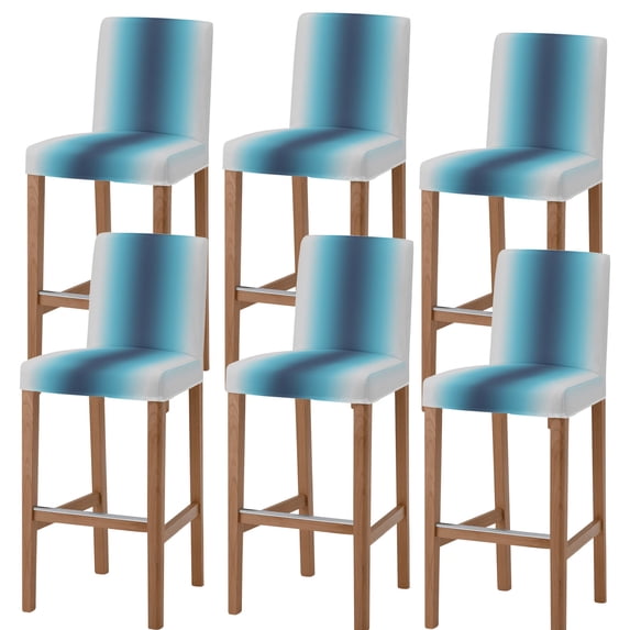 Dark Blue Grey Ombre Bar Stool Cover Set of 6, Modern Abstract Art Gradient Stretch Bar Chair Cover, Removable Washable Pub Counter Stool Chair Slipcover for Kitchen Dining Room Pub Cafe