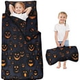 thumbnail image 1 of Dark Blue Halloween Pumpkin Faces Toddler Nap Mats for Kids Preschool,51"x22" Sleeping Mat Bag or Kids,Toddler Sleeping Bag,Toddler Nap Mat or Daycare, 1 of 6