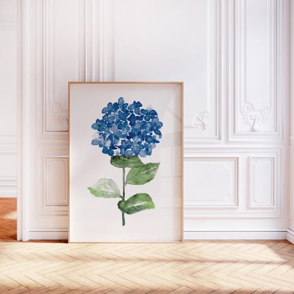 Dark Blue Hydrangea Botanical Wall Art Poster Unframed Paper Print