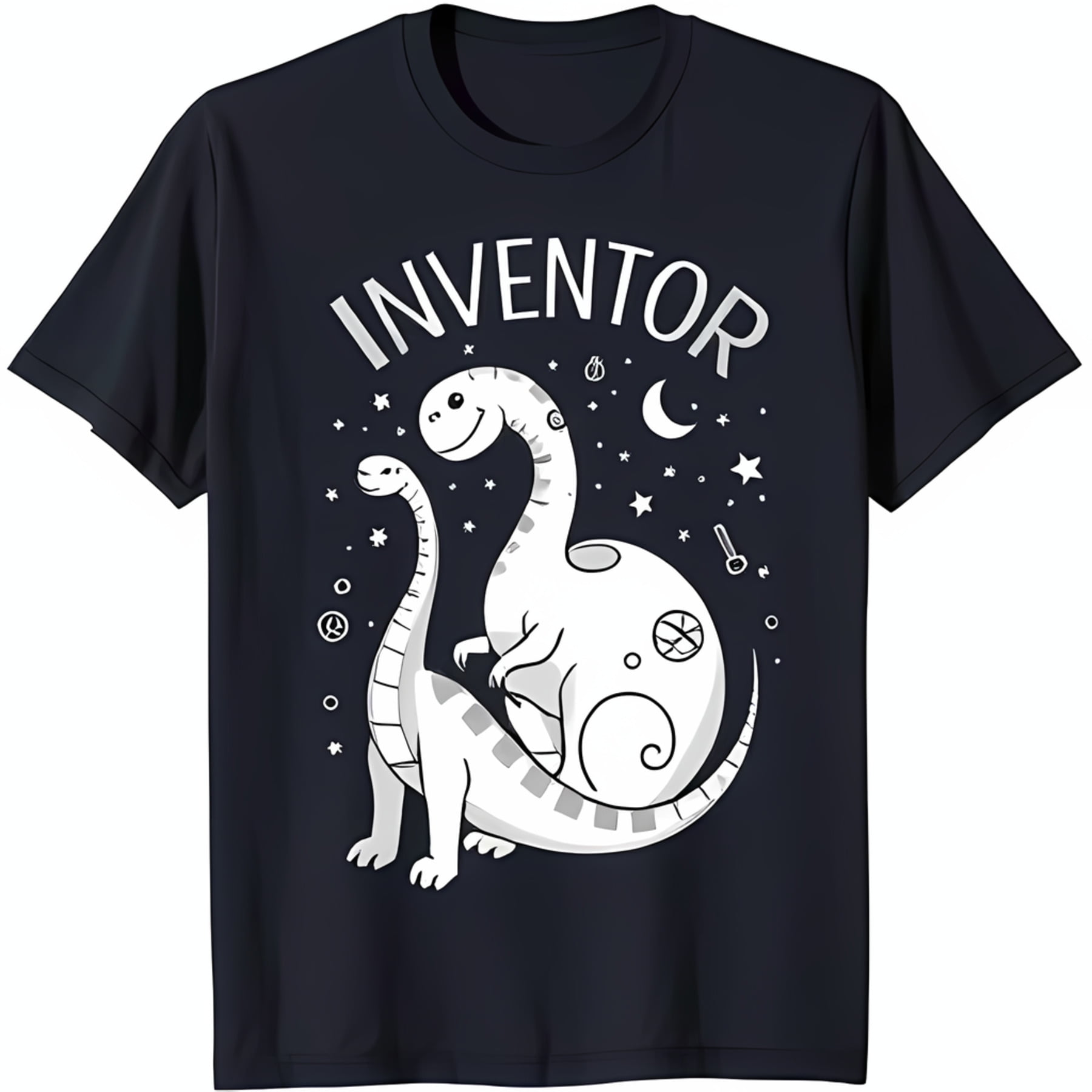 Dark Blue 'INVENTOR' T-Shirt with White Outline & Starry Background ...