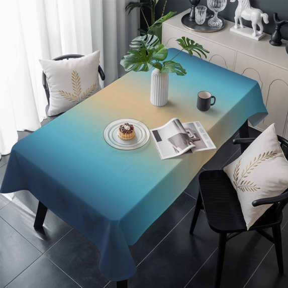 Dark Blue Khaki Ombre Table Cloth Waterproof Tablecloths, Modern Abstract Art Gradient Tablecloth Dining Table Cover for Kitchen Party Tabletop Outdoor, Rectangle Tablecloth 60x120 Inch