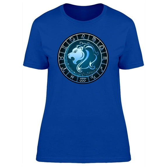 Dark Blue Leo Zodiac T-Shirt Women -Image by Shutterstock, Female Medium