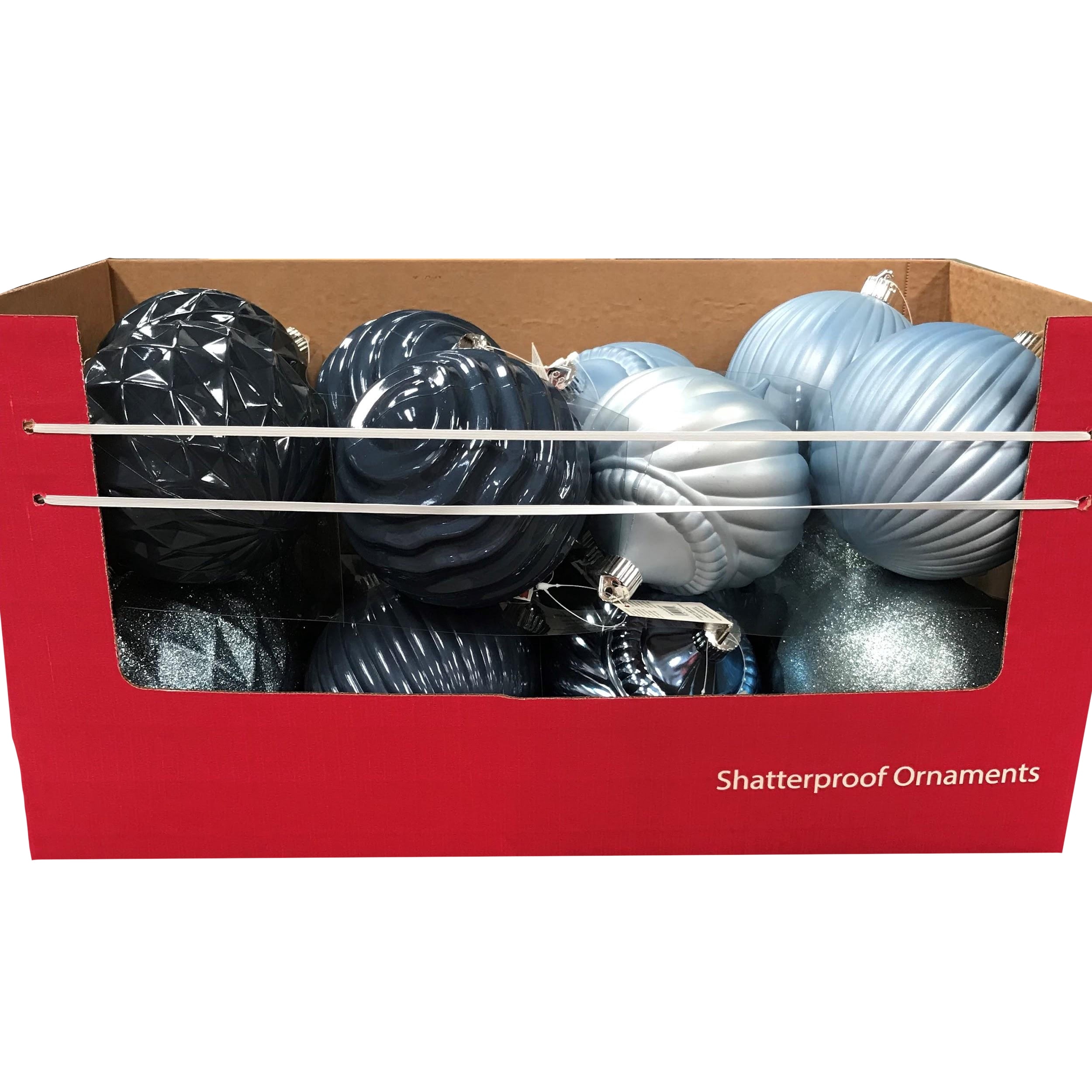 Dark Blue/Light Blue 6" (150mm) Shatterproof Ornament Assortment