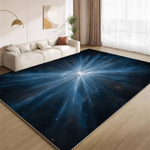 Dark Blue Light Waves Area Rugs, Modern Abstract Carpet, Washable Non Slip Low Pile Soft Rug for Living Room Bedroom Entryway Decor Mat 2ftx3ft