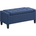 thumbnail image 1 of Dark Blue Linen Storage Ottoman Bench with Lift Top, Button Tufted Seat for Living Room, 1 of 4