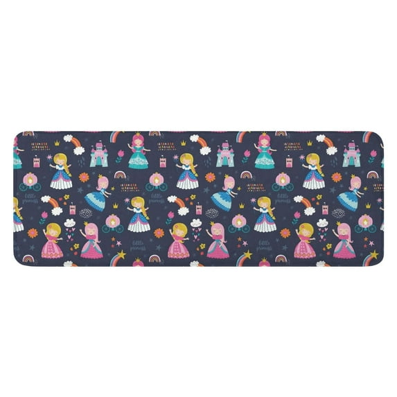 Dark Blue Little Princess Pattern Kitchen Rug Mat,Kitchen Runner Rugs Non Skid Washable,Decorative Kitchen Floor Mats for Kitchen,Sink,Laundry,17"x47.2"