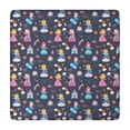 thumbnail image 1 of Dark Blue Little Princess Pattern Square Fitted Tablecloth with Elastic Edge,Square Table Cover,Washable Elastic Table Cover for Home Kitchen Party Decor 34"x34", 1 of 6