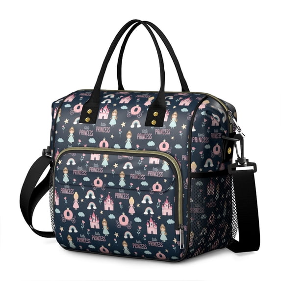 Dark Blue Little Princess Pattern Womens Lunch Box for Work,Insulated Large Lunch Bag for Tween and Teen,Loncheras Para Mujer,Leakproof Adult Lunch Bag for Work,Beach,Travel,Picnic,Camping