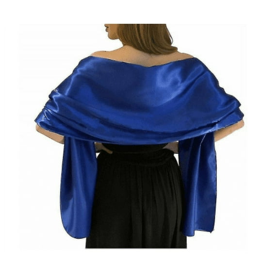 Dark Blue Long Elegant Party Scarf Fashion Satin Shawl For Women Evening Dresses Soft Wrap