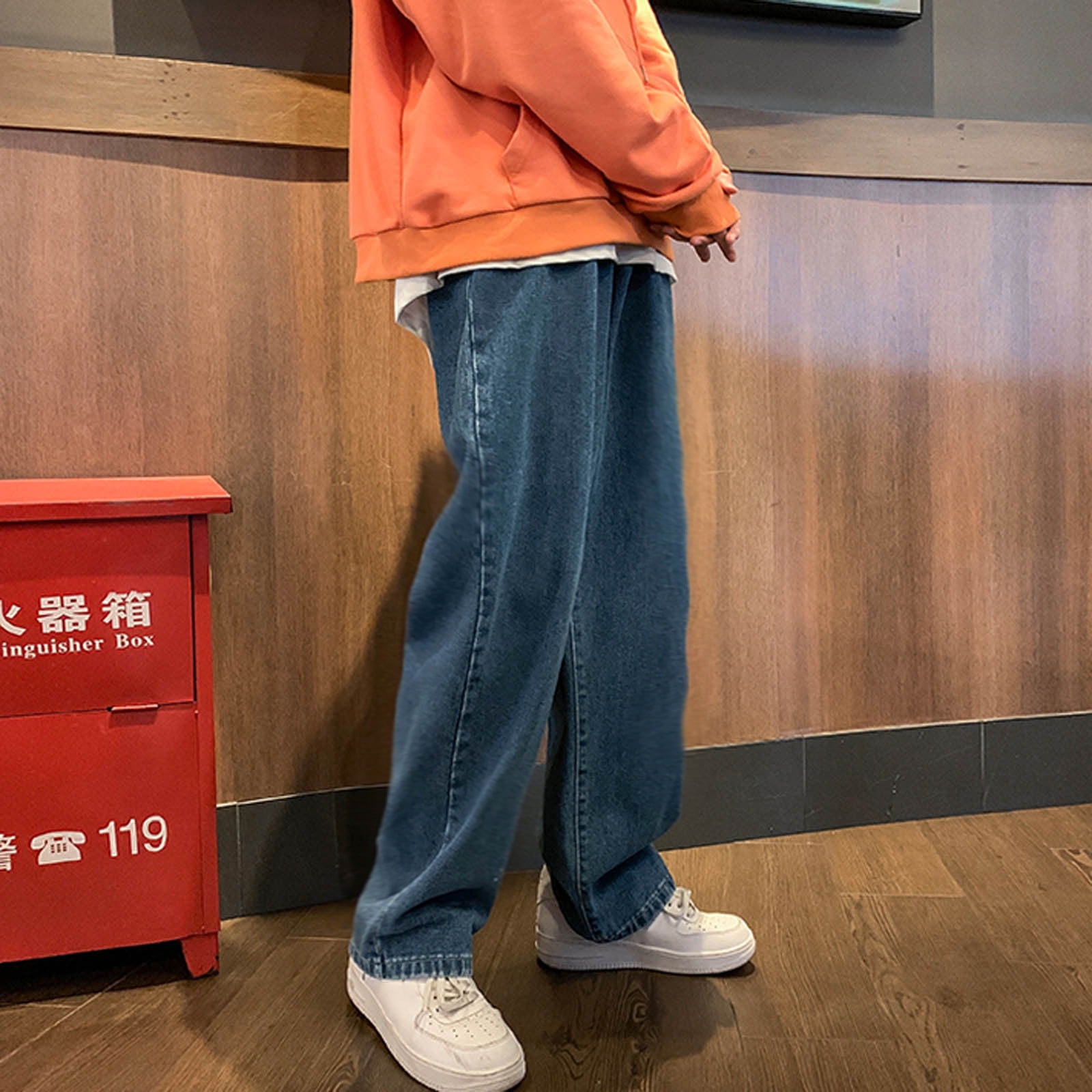 Dark Blue Male Casual Fashion Plus Size Loose Elastic Waist