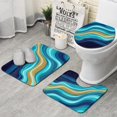 thumbnail image 1 of Dark Blue Marble Gold Line Pattern Bathroom Rugs Sets 3 Piece,Toilet Cover Set,Absorbent Non Slip Bathroom Mats Sets with U-Shaped Contour Rug Toilet Rug Set, 1 of 5