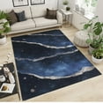 thumbnail image 1 of Dark Blue Marble Texture Area Rug, Retro Abstract Luxury Washable Flannel Carpet, Floor Rugs Lightweight Portable Breathable Soft Comfortable for Bedroom Living Room Study 3x4ft, 1 of 7