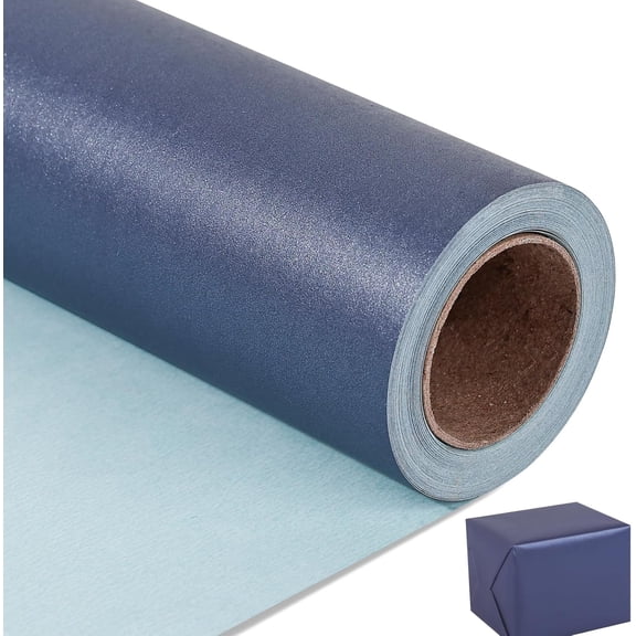 Dark Blue Matte Wrapping Paper,Solid Color Pearly-Lustre Paper,Gift Paper,Perfect for Wedding,Valentine's Day,Birthday, Christmas,Baby Shower,DIY Bouquet (17 Inches X 32.8 Feet)