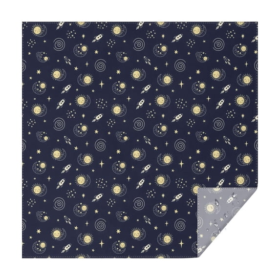 Dark Blue Moon Pattern Square Tablecloth,Waterproof Square Table Cover,Wipeable Spillproof Washable Table Cover for Home Kitchen Party Decor 42"X42"(107x107cm)