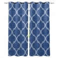 thumbnail image 1 of Dark Blue Morocco Blackout Curtains for Bedroom/Living Room, Thermal Insulated Kitchen Curtains, Ethnic Abstract Geometric Quatrefoil Grid Grommet Darkening Window Treatment Drapes 52"x72"x2, 1 of 8