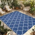 thumbnail image 1 of Dark Blue Morocco Outdoor Rug for Patio/Deck/Porch, Non-Slip Large Area Rug 3 x 5 Ft, Ethnic Abstract Geometric Quatrefoil Grid Indoor Outdoor Rugs Washable Area Rugs, Camping Rug Carpet Runner, 1 of 8