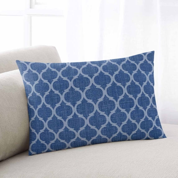 Dark Blue Morocco Throw Pillow Covers, Ethnic Abstract Geometric Quatrefoil Grid Soft Breathable Pillow Cases with Invisible Zipper, Standard Pillowcases for Couch Bed Sofa Chair 20x26 Inches