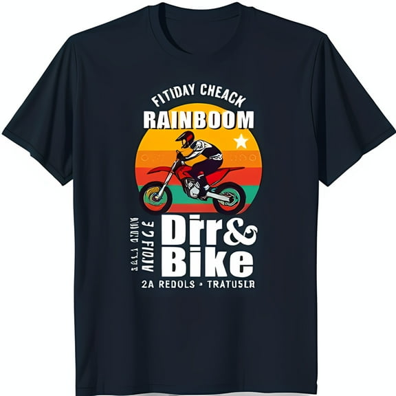 Dark Blue Motorcycle Rider T-Shirt Jumping Over Ramp Graphic
