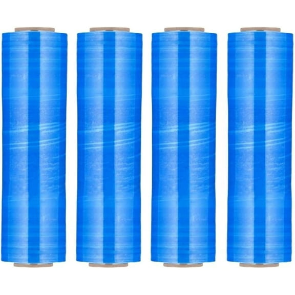 MMBM Blue Stretch Wrap 18 Inch x 1500 Feet 1 Roll 63 Gauge Opaque Hand Film for Packing Wrapping and Palletizing