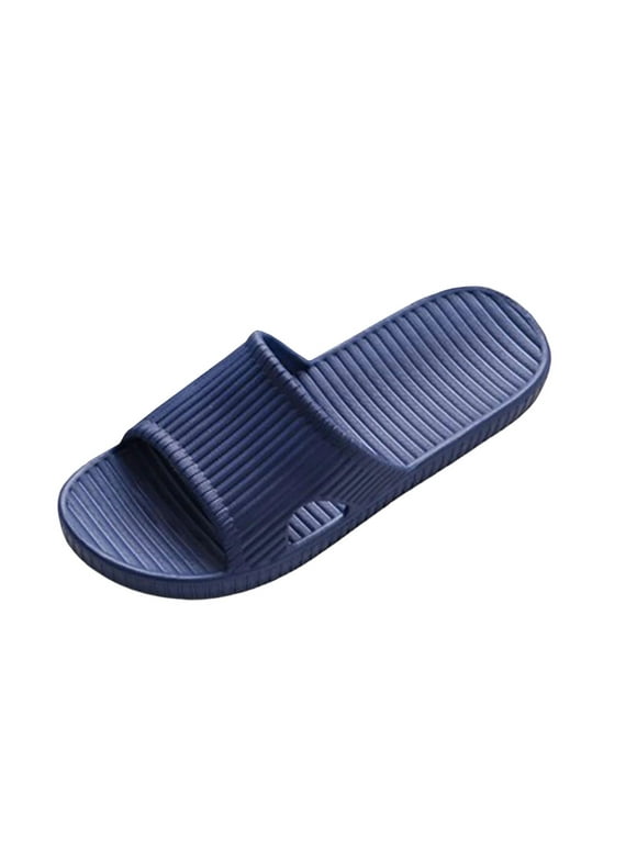 Dark Blue Non-Slip Shower Slides for Men and Women, Waterproof PVC Pool Shoes Quick-Dry Indoor Outdoor Bathroom Slippers,Size 38