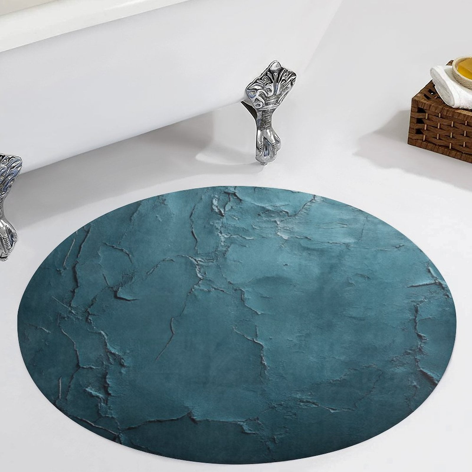 Dark Blue Oil Pattern1 Round Area Carpets Living Room Room Chair Area