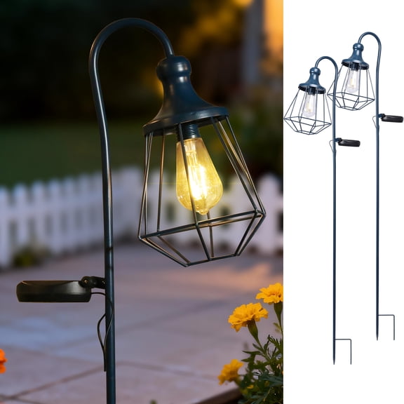 Dark Blue Outdoor Solar Post Lights Dusk to Dawn Solar Lamp Posts, Waterproof Floor Lamps, Warm White Pole Lights for Patio Auto Sensor LED for Yard Pathway Decor