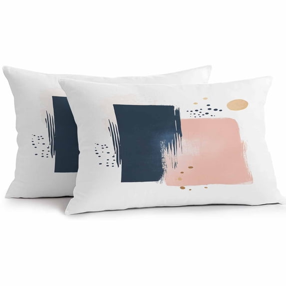 Dark Blue Pink Strokes Outdoor Pillow Covers Pack of 2 Abstract Modern Minimalist Boho Waterproof Throw Pillow Covers Decorative Cushion Cases for Patio Garden Tent Balcony Couch 20x12 inch