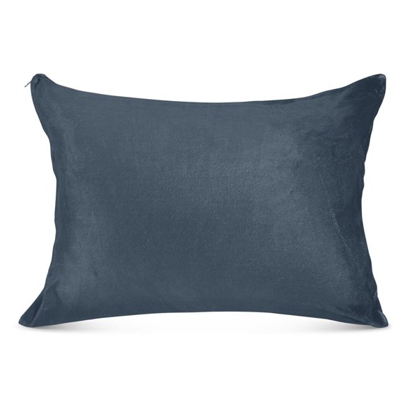 Dark Blue Plush Pillow Cases Standard Size Ultra Soft Warm Pillowcases with Zipper 20"x26"