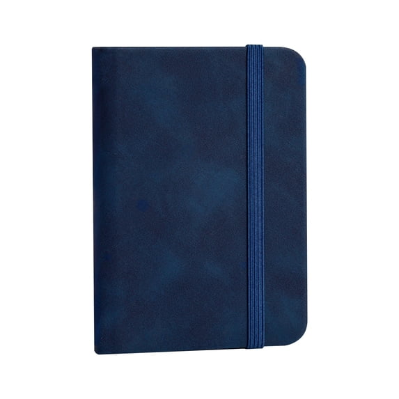 Dark Blue Pocket Notebook for Daily Use, Leather Cover Small Journal for Travel, Elastic Closure Portable Notepad for Writing, Memo, Office School Supplies, Business Gift, 4X3In