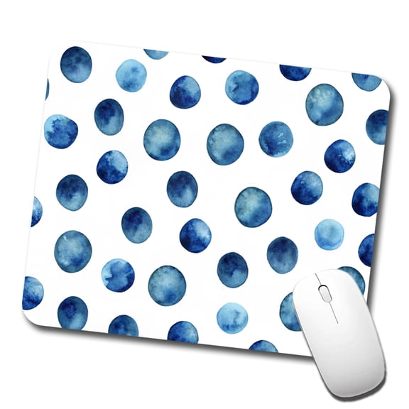 Dark Blue Polka Dots Fun White Background Mouse Pad Low Profile Gaming Mat