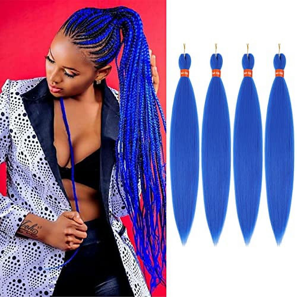 Dark Blue Pre stretched .. Braiding Hair 4 Packs .. Pre feathered Braid