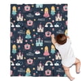 thumbnail image 1 of Dark Blue Princess Castle Pattern Blanket,Comfortable Soft Flannel Throw Blanket,All Season,Warm Lightweight Blankets for Sofa Bed Couch Living Room Chair,30"x40", 1 of 4