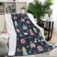 thumbnail image 1 of Dark Blue Princess Castle Pattern Blanket,Comfortable Soft Flannel Throw Blanket,All Season,Warm Lightweight Blankets for Sofa Bed Couch Living Room Chair,50"x60", 1 of 4