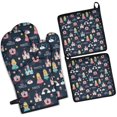 thumbnail image 1 of Dark Blue Princess Castle Pattern Kitchen Oven Mitt and Pot Holder Sets 2 Pcs for Baking, Cooking and Grilling, Heat Resistant Up To 392 °F, 1 of 7