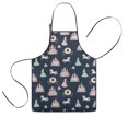 thumbnail image 1 of Dark Blue Princess Unicorn Pattern Kids Aprons for Girls and Boys,Adjustable Neck Strap Toddler Aprons for Kids Cooking Baking, 1 of 7