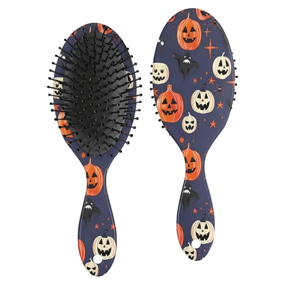 Dark Blue Pumpkin Ghost Halloween Pattern Hair Brush,Girls Detangling Hair Brush,Glide Through Tangles with Ease for Wet & Dry Hair,8.8"X2.8"