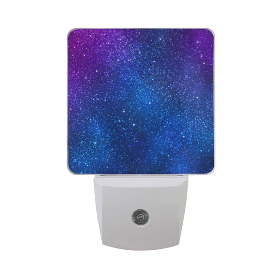Dark Blue Purple Glitter LED Night Light Sensor Lamp Plug-in Adjustable Brightness 2 Pack