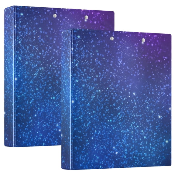 Dark Blue Purple Glitter Round Ring Binder 3 Rings 1.5" Capacity File Storage for A4 Size 1 Pack