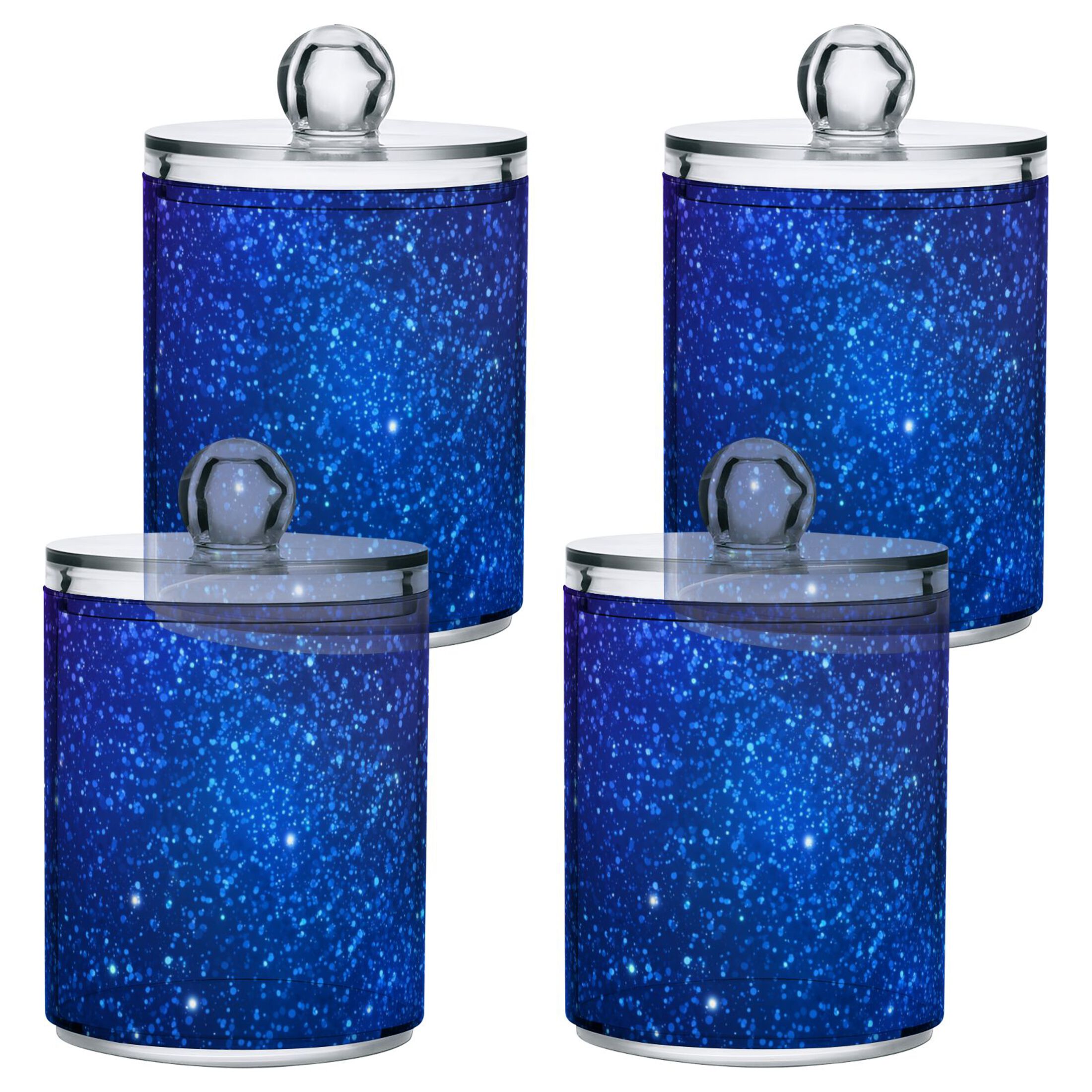 Dark Blue Purple Glitter Translucent Plastic Cans Storage Canisters ...