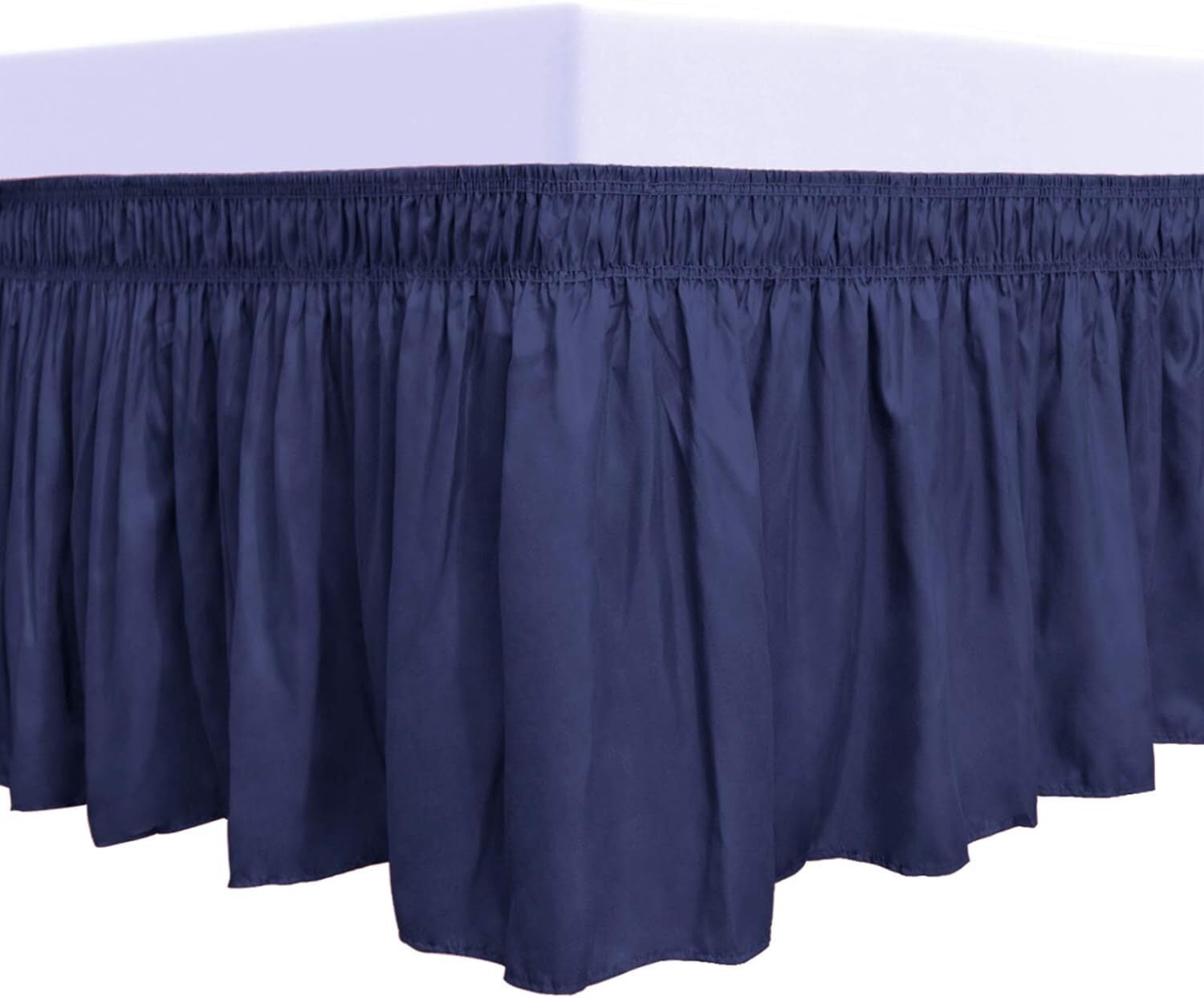 Dark Blue Queen Size Bed Skirt, 15 Inch Drop Easy to Put On-Elastic ...