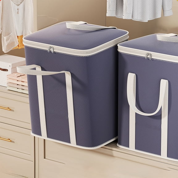 Dark Blue Quilts Storage Bag, Large Capacity Clothing Storage Box, Thickened Design, Durable Fabric + Double Shoulder Straps, Home Organization, Closet Storage Solution, Quiltin Storage Aestivo