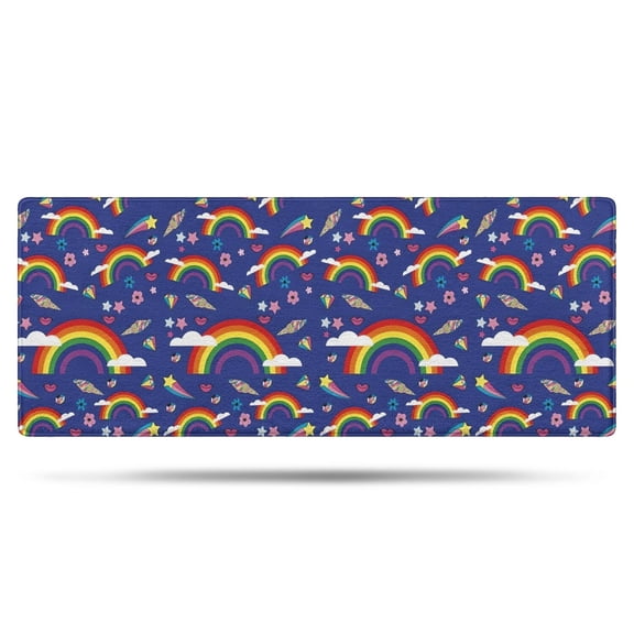 Dark Blue Rainbow Pattern Bathroom Rugs Mat,Non Slip Microfiber Bathroom Rug,Rubber Backing,Soft Bathroom Mats for Bathroom Floor,Tub and Shower,60x24in(150x60cm)