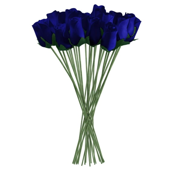 Dark Blue Realistic Wooden Roses 32 Count