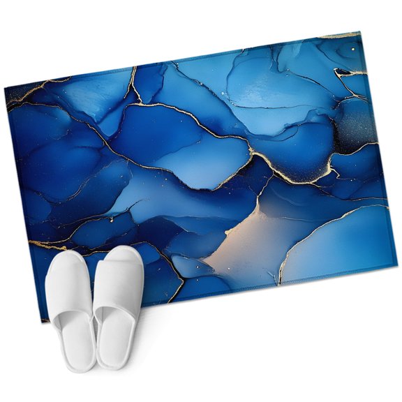 Dark Blue Rectangle Area Rug 2x3ft Marble Abstract Art Rock Texture Fluid Art Modern Washable Rugs for Living Room, Non Slip Soft Carpet for Bedroom Entryway Dining Room