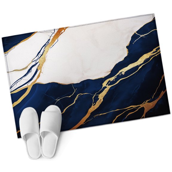 Dark Blue Rectangle Area Rug 2x3ft Marble Texture Washable Rugs for Living Room, Non Slip Soft Carpet for Bedroom Entryway Dining Room