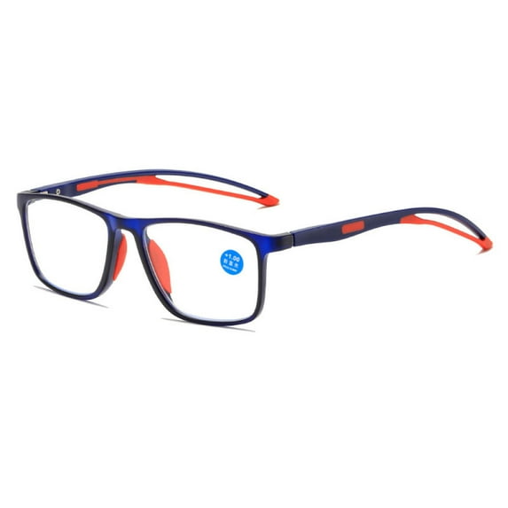 Dark Blue Red Lightweight Sports Anti-Blue Light Reading Glasses 3.00 for Men Plastic Rectangular Flexible Readers +3.00 Strength