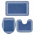 thumbnail image 1 of Dark Blue Retro Greek Key Bath Mat 3 Piece Bathroom Rug Set, Geometric Greece Ancient Rustic Non Slip Bath Rug Contour Mat and Toilet Lid Cover, Absorbent Shower Mats Soft Bath Rugs and Mats Sets, 1 of 8