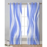 Dark Blue Ripples Lines Modern Tulle Curtains Living Room Voile Drapes