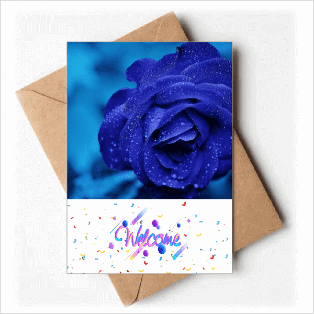 Dark Blue Roses Flowers Art Deco Fashion Welcome Back Greeting Cards Envelopes Blank